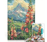 Puzzle da 1000 pezzi raffigurante un paesaggio montano con fiori ideale per il relax e il benessere intellettuale perfetto per collezionisti e artisti 50x75cm