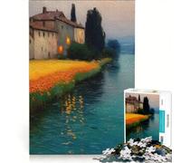 Puzzle da 1000 pezzi raffigurante un paesaggio toscano con fiume gioco rompicapo regalo di compleanno con pezzi a incastro di forma casuale 50x75cm
