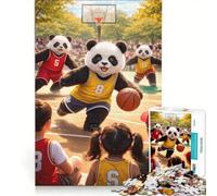 Puzzle da 1000 pezzi raffigurante un panda che gioca a basket decorazione da parete attività divertenti per la casa collezione d'artista opera d'arte 50x75cm