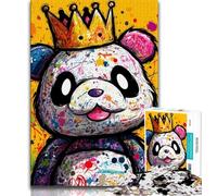 Puzzle da 1000 pezzi raffigurante un panda che indossa una corona, regalo per adolescenti, giocattolo educativo intellettuale decomprimente, regalo di Babbo Natale segreto (50x75cm)