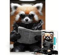 Puzzle da 1000 pezzi raffigurante un panda rosso che legge il giornale sul water un gioco di logica per adulti un passatempo rilassante e divertente un pezzo da collezione dal taglio preciso (38x52cm)