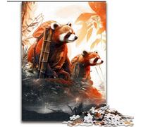 Puzzle da 1000 pezzi raffigurante un panda rosso, dimensioni 50x75cm, ideale per adolescenti e collezionisti, regalo da viaggio, attività per famiglie.