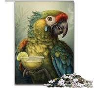 Puzzle da 1000 pezzi raffigurante un pappagallo che beve caffè, per adulti e ragazzi, giocattolo educativo antistress, ideale come regalo per tutta la famiglia (26x38cm)
