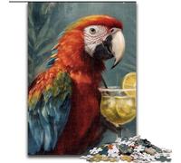 Puzzle da 1000 pezzi raffigurante un pappagallo che beve un drink, per adulti e adolescenti, giocattolo educativo intellettuale decomprimente, gioco educativo per compleanni e Natale (26x38cm)