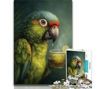 Puzzle da 1000 pezzi raffigurante un pappagallo che beve un drink puzzle da 1000 pezzi per adulti e ragazzi arte a carboncino per ammazzare il tempo in casa decorazione per la casa 26x38cm