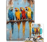 Puzzle da 1000 pezzi raffigurante un pappagallo dipinto a olio,per adulti e adolescenti,aiuta il cervello a esercitare i giocattoli avvincenti per coltivare la pazienza,gioco di sfida unico (75x50cm)
