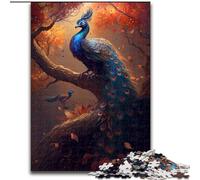 Puzzle da 1000 pezzi raffigurante un pavone colorato in legno, idea regalo per le feste, opera d'arte umoristica, opera d'arte dettagliata 50x75cm per compleanni, vacanze, Natale, Halloween