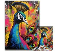 Puzzle da 1000 pezzi raffigurante un pavone dipinto a graffiti,puzzle difficile per adulti e adolescenti,serata di giochi in famiglia,idea regalo stimolante per il cervello,50x75CM