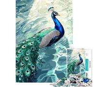 Puzzle da 1000 pezzi raffigurante un pavone nell'acqua arte digitale Aiuta ad allenare la mente riduce lo stress ed è un gioco pratico adatto a persone dai 14 anni in su (50x75cm)