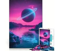 Puzzle da 1000 pezzi raffigurante un pianeta simile a Saturno in un cielo rosa ideale per adolescenti Puzzle facile da costruire per il tempo libero con taglio preciso perfetto come regalo
