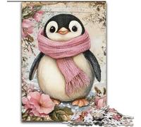 Puzzle da 1000 pezzi raffigurante un pinguino che indossa una sciarpa Realizzato in legno Regalo perfetto per compleanni, Natale, Halloween, Ringraziamento, Pasqua Dimensioni: 50x75cm