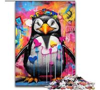 Puzzle da 1000 pezzi raffigurante un pinguino con graffiti, in cartone, dimensioni 26x38cm, ideale come regalo per adolescenti, coppie e amici per compleanni e Natale.