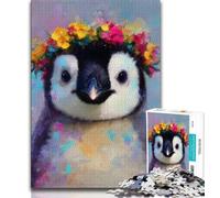 Puzzle da 1000 pezzi raffigurante un pinguino dipinto a olio, per adulti, aiuta il cervello a esercitare i giocattoli avvincenti per coltivare la pazienza Un'opera d'arte, 38x26cm