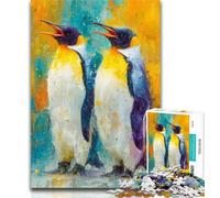 Puzzle da 1000 pezzi raffigurante un pinguino dipinto a olio per adulti e adolescenti, sfida difficile contro lo stress, per migliorare l'amore tra coppie, 26x38cm