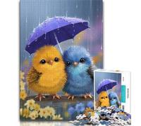 Puzzle da 1000 pezzi raffigurante un pollo che tiene un ombrello per adolescenti sfida difficile contro lo stress per migliorare l'amore tra coppie (50x75cm)