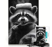 Puzzle da 1000 pezzi raffigurante un procione che si lava i denti, ideale per ragazzi, gioco di logica fine, rilassante e divertente, con bordi precisi, perfetto come decorazione da parete (50x75cm)