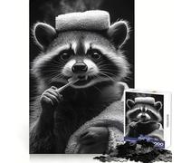 Puzzle da 1000 pezzi raffigurante un procione che si lava i denti, ideale per ragazzi, gioco di logica fine, rilassante e divertente, con bordi precisi, perfetto come decorazione da parete (50x75cm)
