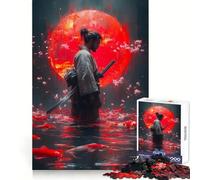 Puzzle da 1000 pezzi raffigurante un samurai con carpe koi e luna rossa, ideale per adulti, per stimolare la mente e ridurre lo stress Decorazione murale con bordi precisi (38x52cm)