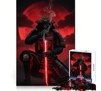 Puzzle da 1000 pezzi raffigurante un samurai con spada rossa e luna, ideale per adulti Giocattolo intelligente e divertente per la casa, con bordi lisci e da collezione (38x26cm)