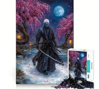 Puzzle da 1000 pezzi raffigurante un samurai dalla pelle blu sotto i ciliegi in fiore Gioco a incastro preciso,divertente e creativo,ideale per un'esperienza rilassante,perfetto come regalo di Natale