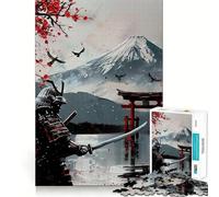 Puzzle da 1000 pezzi raffigurante un samurai e il Monte Fuji con il sole rosso ideale per adulti Stimola la memoria regala momenti di relax e divertimento Taglio di alta qualità un regalo memorabile