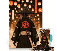 Puzzle da 1000 pezzi raffigurante un samurai in una strada giapponese illuminata da lanterne ideale per adulti Gioco stimolante per la mente rilassante e divertente con tagli precisi Regalo di Natale