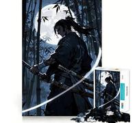 Puzzle da 1000 pezzi raffigurante un samurai nella foresta di bambù al chiaro di luna, ideale per adulti Gioco di logica e divertimento, con bordi lisci, perfetto per decorare la parete (38x52cm)