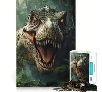 Puzzle da 1000 pezzi raffigurante un T-Rex ruggente nella giungla, con intagli precisi Decorazione per la casa, gioco di logica e riflessione, ideale per momenti di relax e per il Natale (50x75cm)