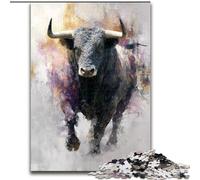 Puzzle da 1000 pezzi raffigurante un toro dipinto a olio, adatto a bambini dai 14 anni in su, ideale come regalo per tutta la famiglia (dimensioni 50x75cm)