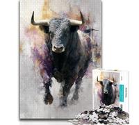 Puzzle da 1000 pezzi raffigurante un toro dipinto a olio, ideale come regalo per tutta la famiglia, giocattolo educativo per l'apprendimento (38x26cm)