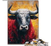 Puzzle da 1000 pezzi raffigurante un toro dipinto a olio, per adulti e adolescenti, giocattolo educativo intellettuale decomprimente, gioco educativo per compleanni e Natale (26x38cm)