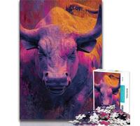 Puzzle da 1000 pezzi raffigurante un toro dipinto a olio per adulti interessante strumento per ridurre lo stress e favorire l'interazione genitore-figlio (26x38cm)