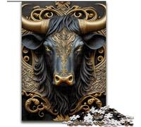 Puzzle da 1000 pezzi raffigurante un toro dorato in stile Art Déco, per adulti, dimensioni 26x38cm, perfetto per adolescenti e collezionisti, ideale come decorazione per la casa e regalo da viaggio.