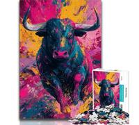 Puzzle da 1000 pezzi raffigurante un toro per adulti e adolescenti, difficile da completare ma divertente e spiritoso, ideale come decorazione e regalo per la casa (75x50cm)