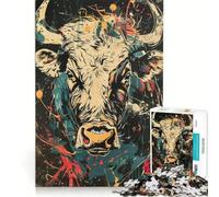Puzzle da 1000 pezzi raffigurante un toro - Tradizionale giocattolo antistress giapponese, divertente e spiritoso, adatto come decorazione da scrivania 38x52cm
