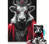 Puzzle da 1000 pezzi raffigurante un toro, una mucca e un re con la corona, un gioco rompicapo, ideale come regalo di compleanno I pezzi, di forma casuale, si incastrano perfettamente 38x26cm