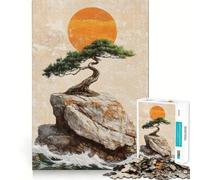 Puzzle da 1000 pezzi raffigurante un tradizionale albero bonsai giapponese su una roccia con bordi sottili un'attività creativa che stimola la mente e favorisce il relax Regalo di Natale artistico