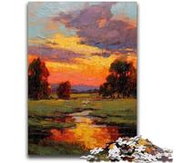 Puzzle da 1000 pezzi raffigurante un tramonto, dipinto a olio, per adulti e adolescenti, difficile da completare ma divertente e umoristico, regalo di compleanno, regali, decorazione da parete 26x38cm
