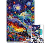 Puzzle da 1000 pezzi raffigurante un treno dipinto a olio, per adulti e adolescenti, divertenti attività di assemblaggio di modelli a casa, regalo di compleanno, regali da viaggio, 75x50cm