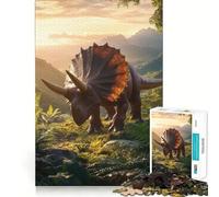 Puzzle da 1000 pezzi raffigurante un Triceratopo sulla collina nella giungla, perfetto per un gioco creativo e stimolante per la mente, ideale per il tempo libero e come regalo di compleanno (50x75cm)