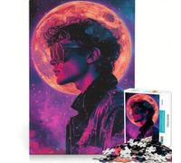 Puzzle da 1000 pezzi raffigurante un uomo con la luna e uno sfondo spaziale gioco interattivo regalo di compleanno compleanno e Natale 50x75cm