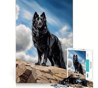 Puzzle da 1000 pezzi raffigurante un vecchio pastore tedesco nero,con pezzi a incastro preciso Gioco divertente e rilassante,ideale per momenti di svago e per decorare la casa durante il periodo