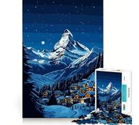 Puzzle da 1000 pezzi raffigurante un villaggio sulle Alpi svizzere, pezzi ben definiti, gioco cognitivo, divertimento e relax, ideale per decorazioni natalizie (38x52cm)