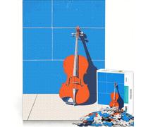 Puzzle da 1000 pezzi raffigurante un violino su tessere blu gioco educativo e divertente da fare a casa regalo di compleanno o di viaggio 50x75cm