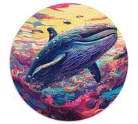 Puzzle da 1000 pezzi raffigurante una balena blu colorata, per adulti, attività di unione familiare, feste e compleanni (67,5x67,5 cm)