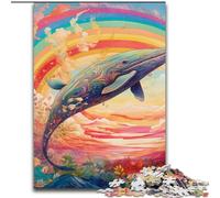 Puzzle da 1000 pezzi raffigurante una balena blu colorata, perfetto per adolescenti, per rafforzare i legami familiari, come rompicapo e come regalo fai da te per la casa (dimensioni: 50x75cm)