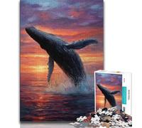 Puzzle da 1000 pezzi raffigurante una balena che salta, regalo per adolescenti, giochi educativi, decorazioni per la casa, ideale come regalo per tutta la famiglia (38x26cm)