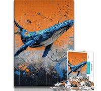 Puzzle da 1000 pezzi raffigurante una balena dipinta a olio, per adulti e adolescenti, giochi educativi, decorazioni per la casa, ideale come regalo per tutta la famiglia (75x50cm)