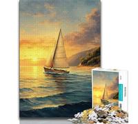 Puzzle da 1000 pezzi raffigurante una barca a vela dipinta a olio, ideale come regalo per tutta la famiglia, giocattolo educativo per l'apprendimento (75x50cm)