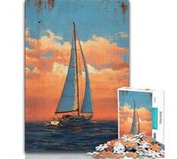 Puzzle da 1000 pezzi raffigurante una barca a vela dipinta a olio, per adolescenti, aiuta il cervello a esercitare i giocattoli avvincenti per coltivare la pazienza, gioco di sfida unico (38x26cm)